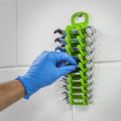 Sealey WR10HV Spanner Rack Capacity 10 Stubby Spanners - Hi-Vis Green Sealey