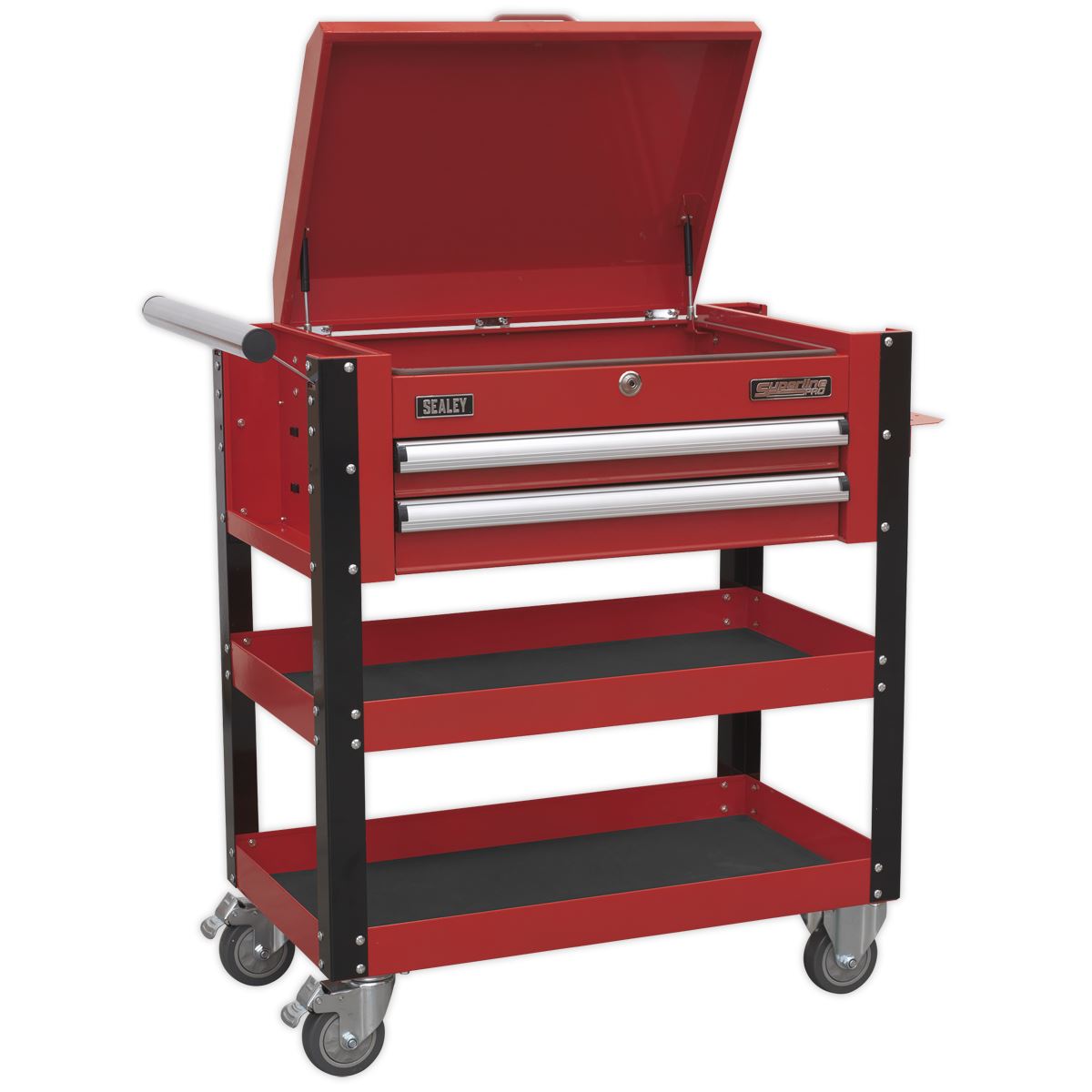 Sealey AP760M Heavy-Duty Mobile Tool & Parts Trolley 2 Drawers & Lockable Top - Red Sealey