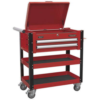 Sealey AP760M Heavy-Duty Mobile Tool & Parts Trolley 2 Drawers & Lockable Top - Red Sealey