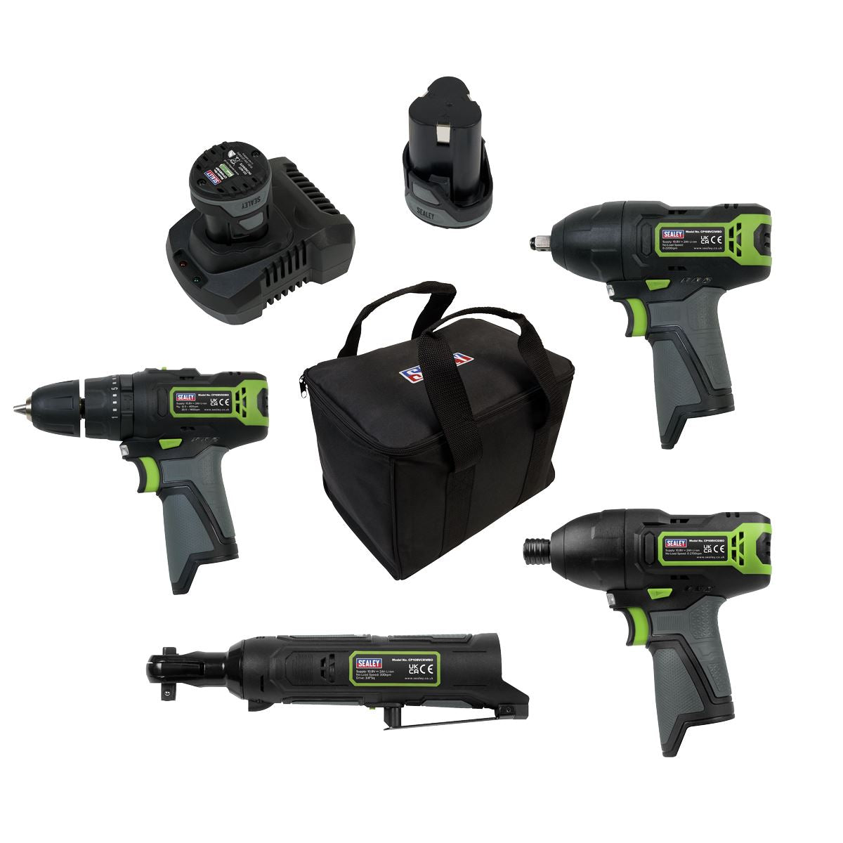 Sealey CP108VCOMBO2 4 x 10.8V SV10.8 Series Cordless Combo Kit - 2 Batteries Sealey