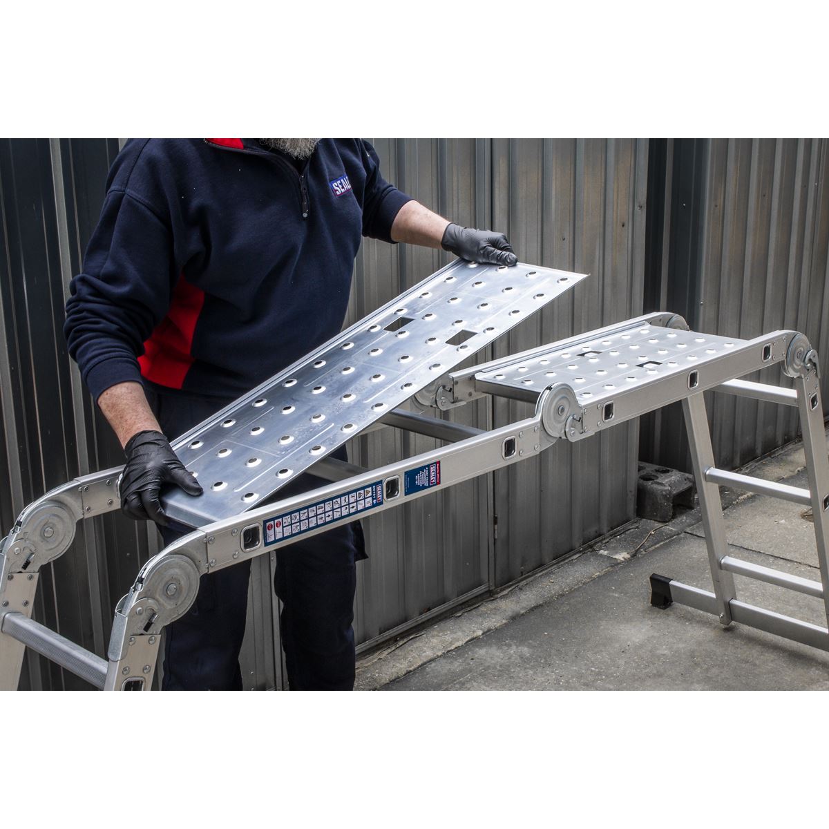 Sealey AFPL1 Aluminium Folding Platform Ladder 4-Way EN 131 Sealey