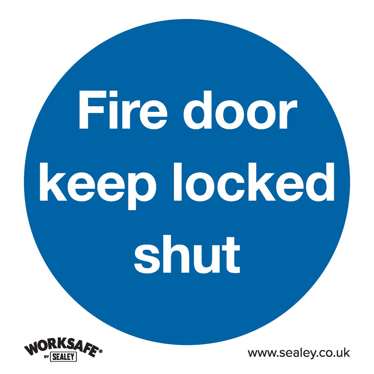 Sealey SS4P1 Mandatory Safety Sign - Fire Door Keep Locked Shut - Rigid Plastic Sealey
