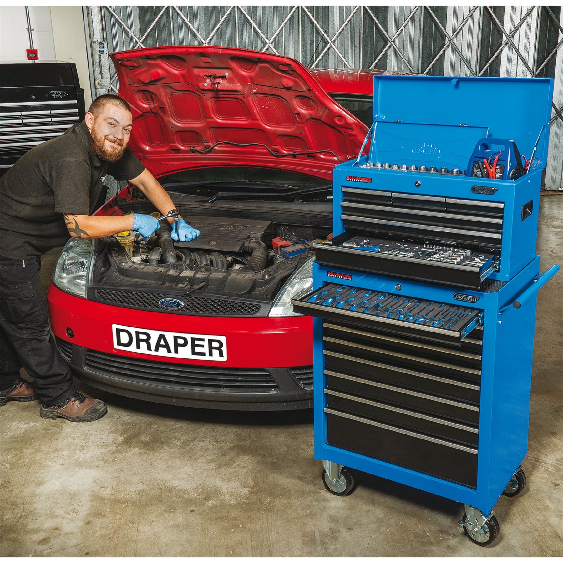 Draper 15110 Roller Tool Cabinet 9 Drawer 26" Blue Draper