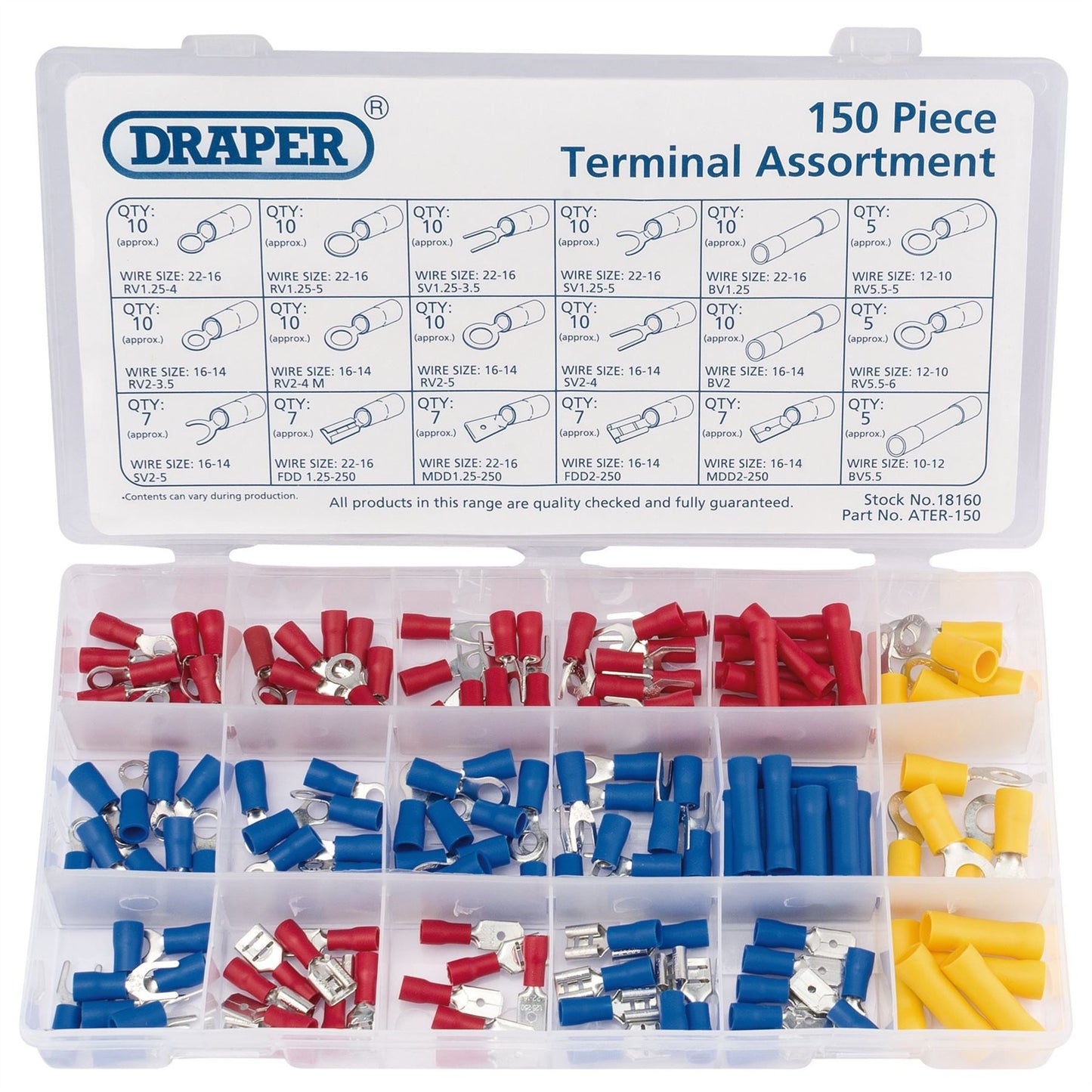 Draper 18160 Insulated Terminal Assortment 150 Piece Draper