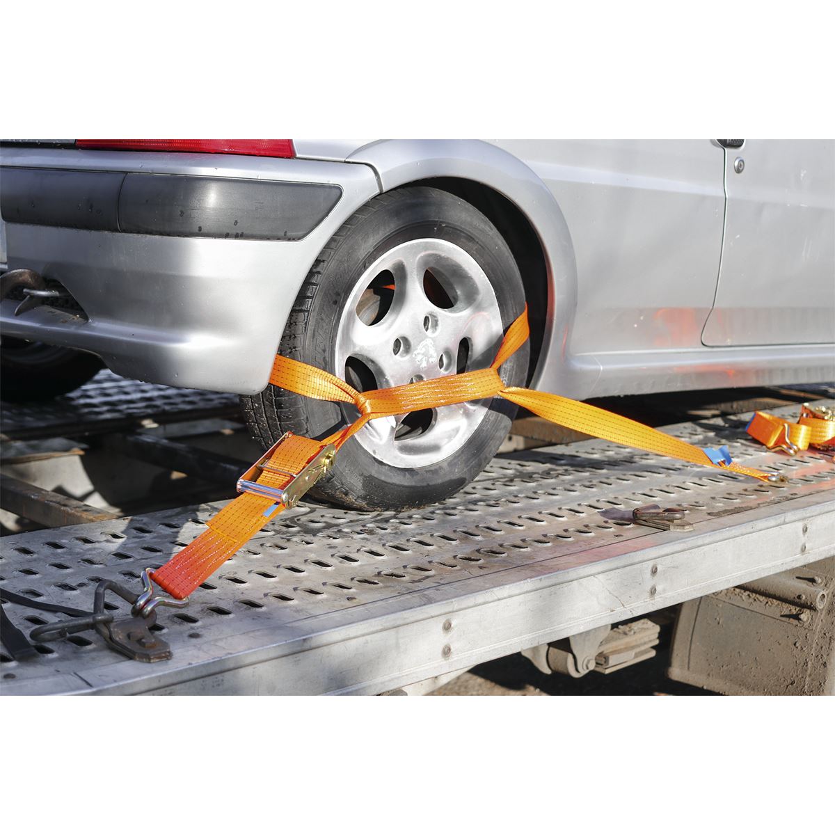 Sealey TDRWA Car Transporter Ratchet Strap 50mm x 3m Alloy Wheel - Single 5000kg Breaking Strength Sealey