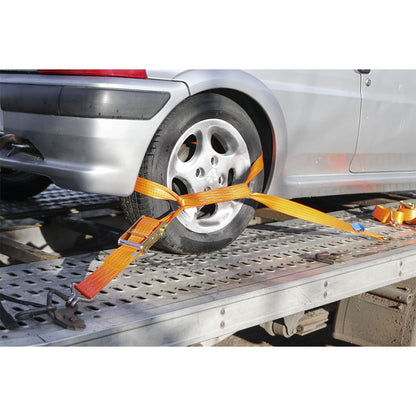 Sealey TDRWA Car Transporter Ratchet Strap 50mm x 3m Alloy Wheel - Single 5000kg Breaking Strength Sealey