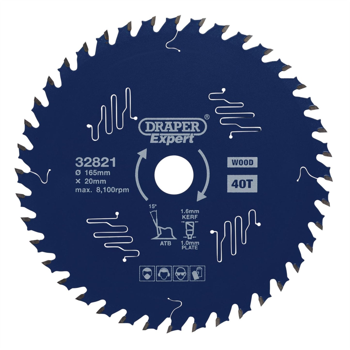Draper 32821 Expert TCT Circular Saw Blade for Wood with PTFE Coating 165 x 20mm 40T Draper