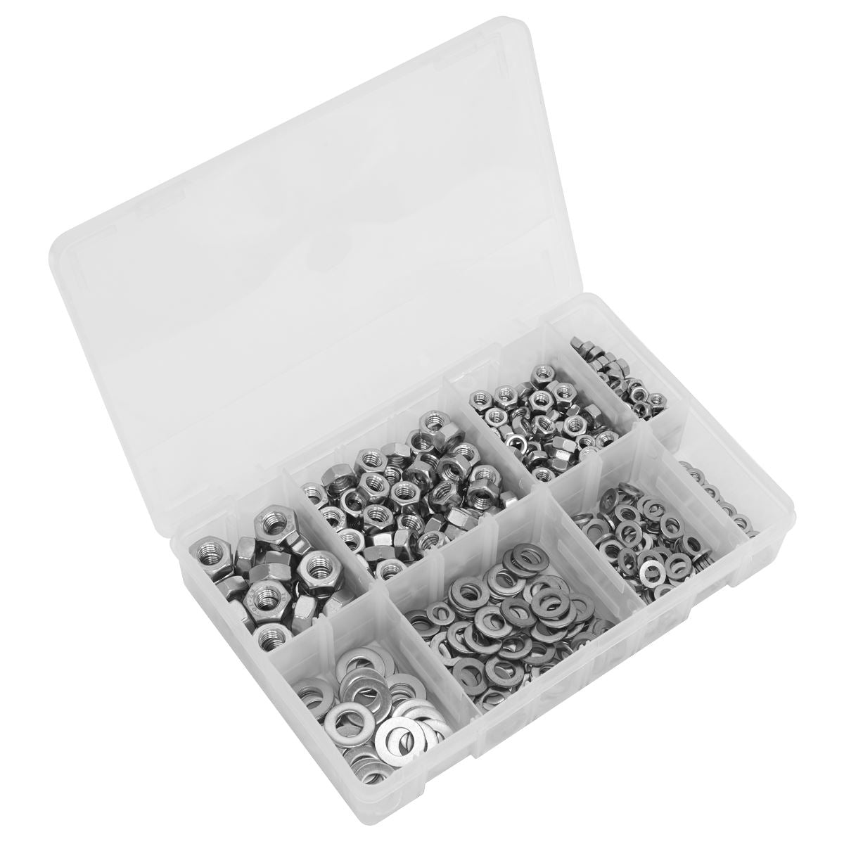 Sealey AB077NW Stainless Steel Nut and Washer Assortment 500pc M5-M10 Sealey