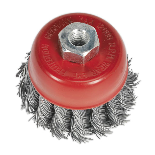 Sealey TKCB652 Twist Knot Wire Cup Brush Ø65mm M10 x 1.25mm Sealey