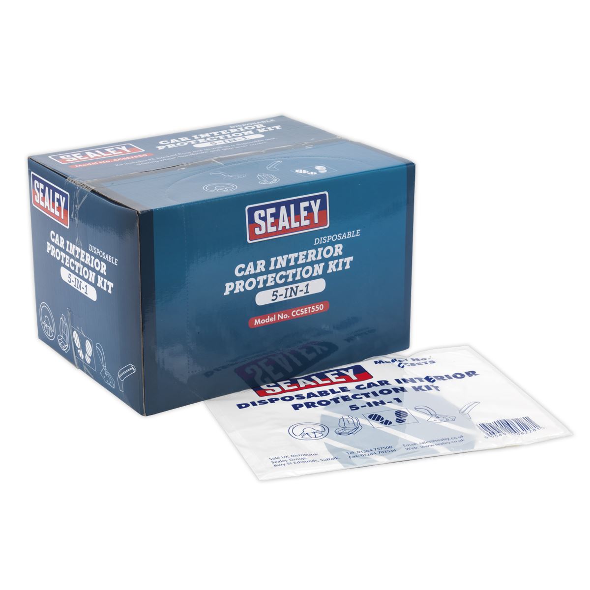 Sealey CCSET550 5-in-1 Disposable Car Interior Protection Kit - Display Box of 50 Sealey