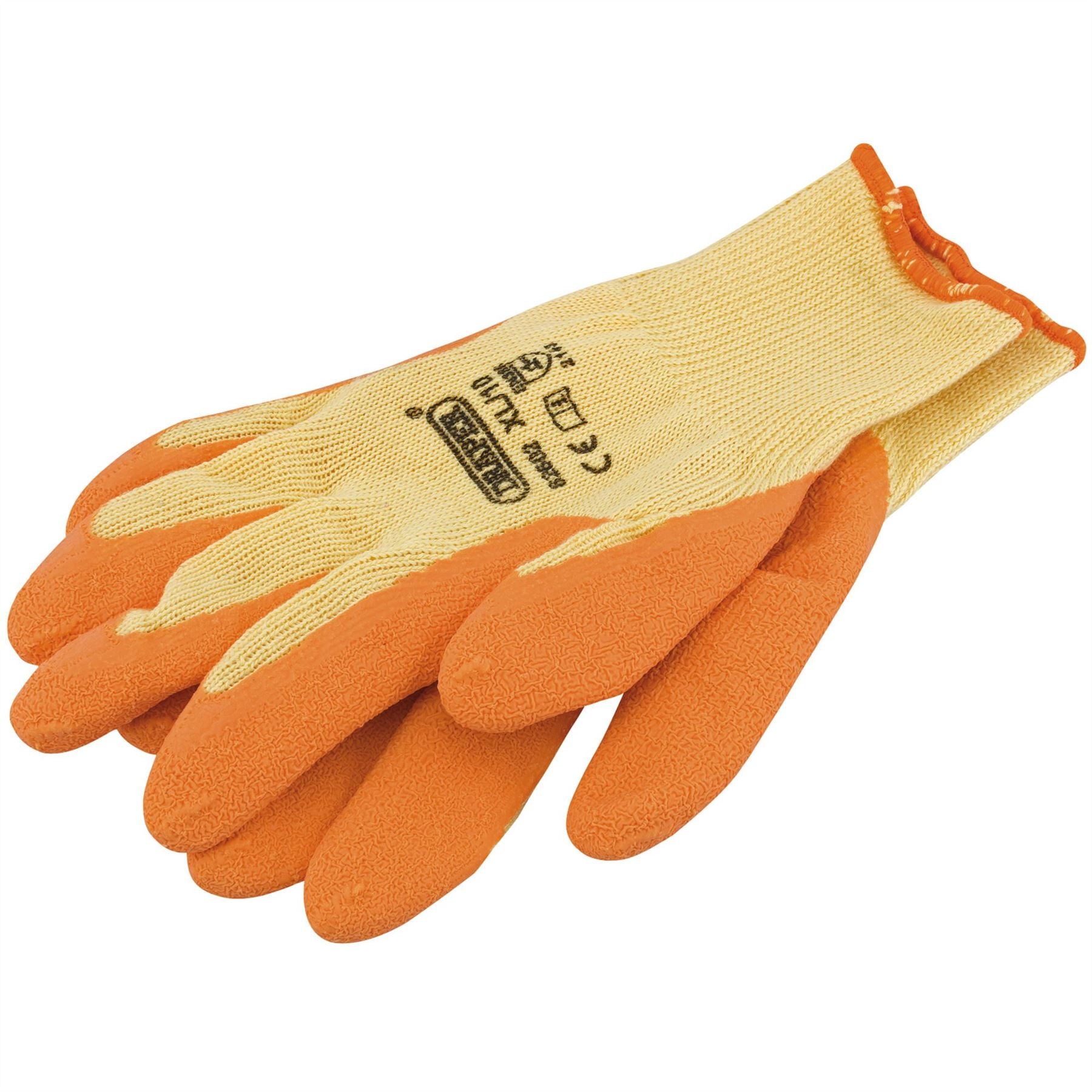 Draper 82602 Heavy Duty Latex Coated Work Gloves Extra Large Orange Draper