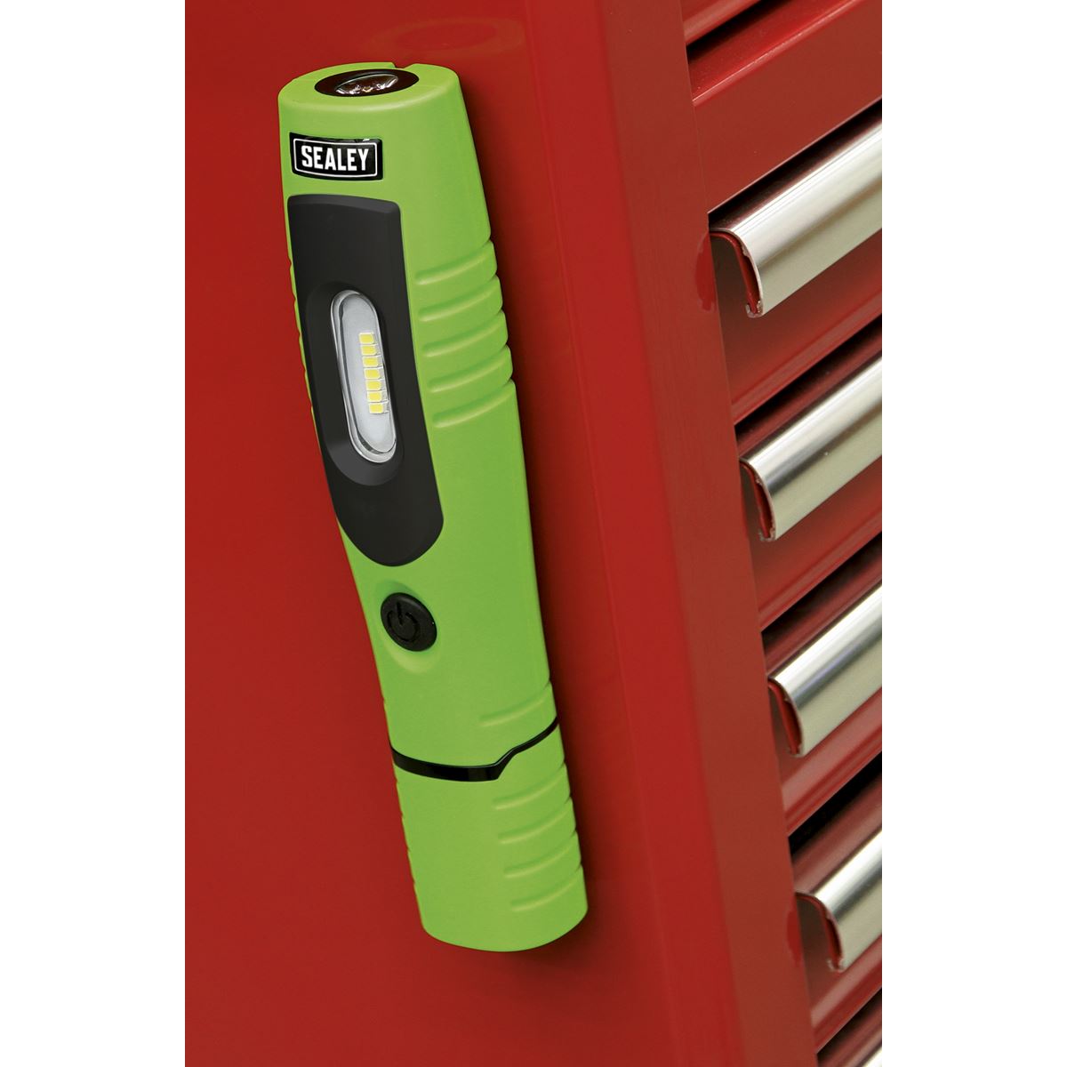 Sealey LED3602G Rechargeable 360° Inspection Lamp 4W & 3W SMD LED Green Lithium-ion Sealey