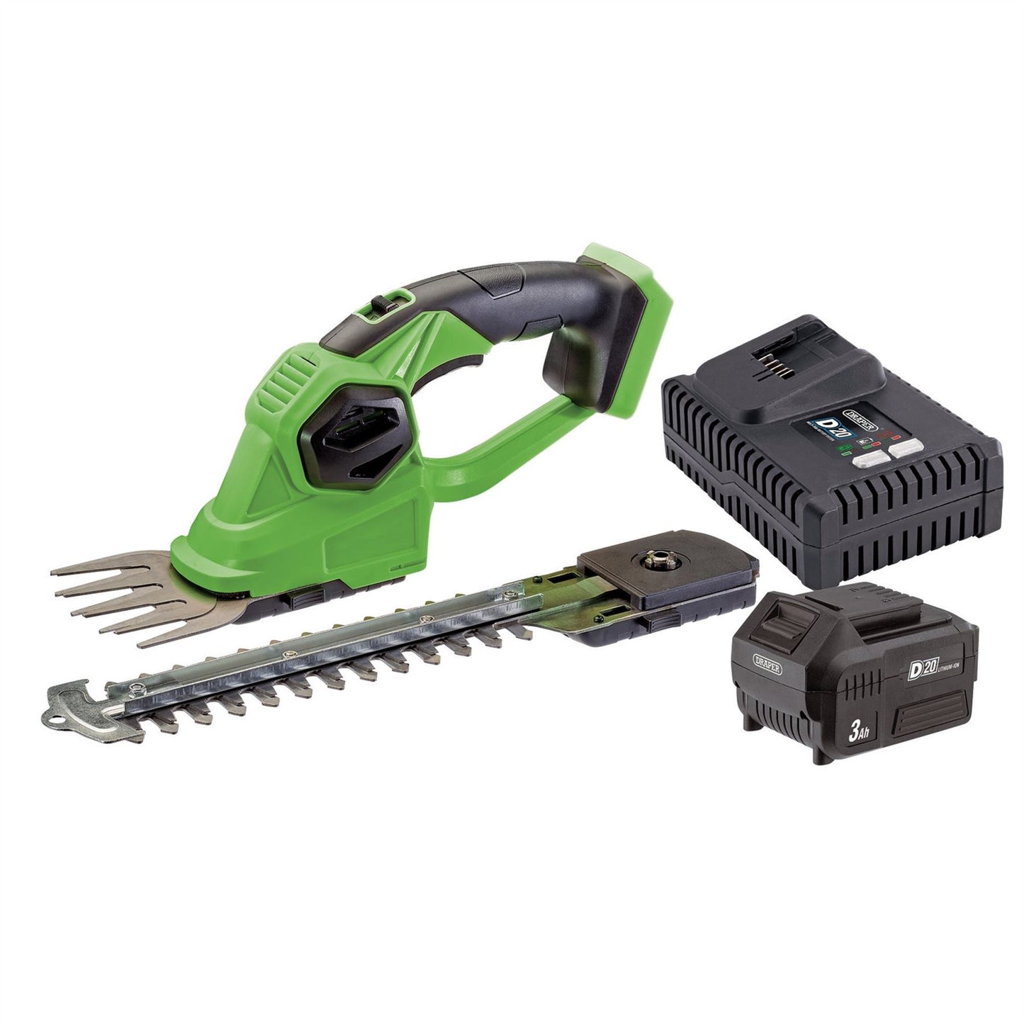 Draper 94594 D20 20V 2-in-1 Grass and Hedge Trimmer with Battery and Fast Charger Draper