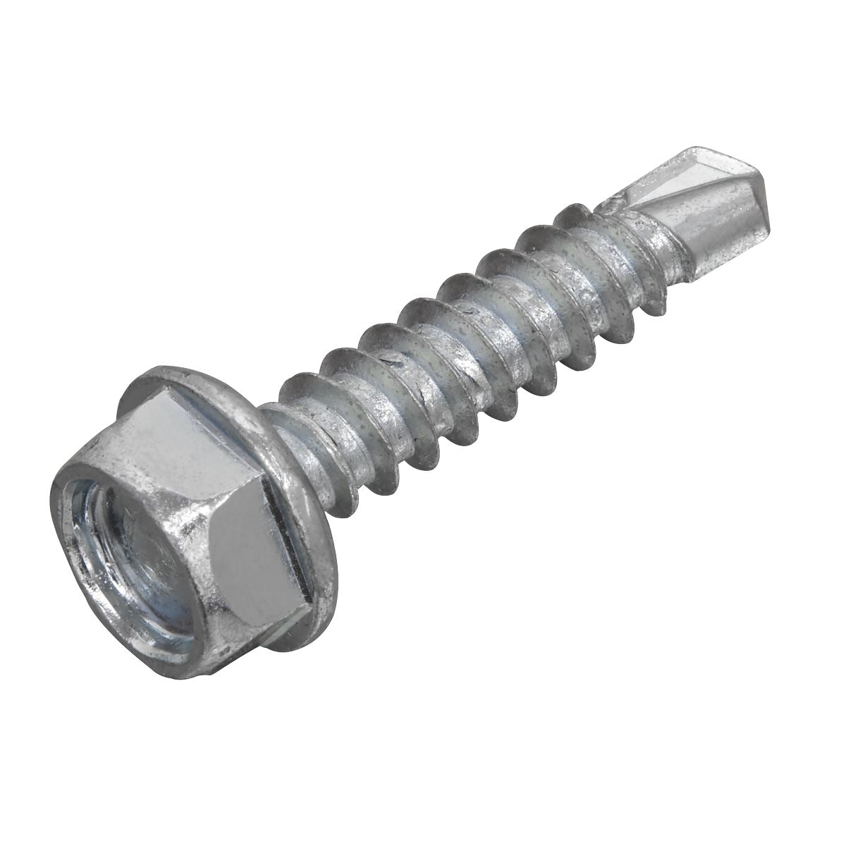 Sealey SDHX4219 Self-Drilling Screw 4.2 x 19mm Hex Head Zinc Pack of 100 Sealey
