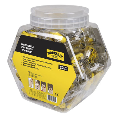 Sealey 403/100 Ear Plugs Disposable - 100 Pairs Sealey