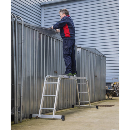 Sealey AFPL1 Aluminium Folding Platform Ladder 4-Way EN 131 Sealey