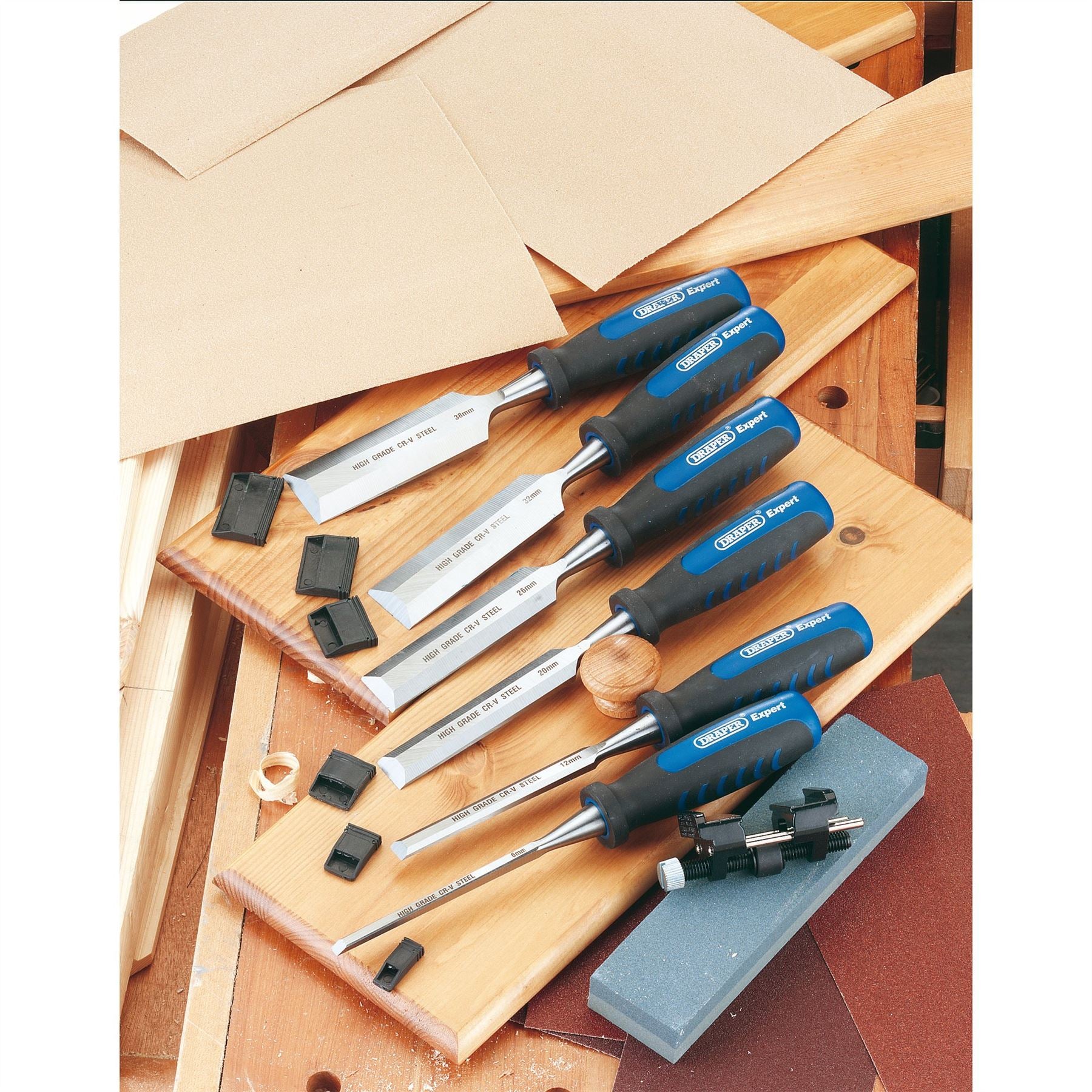 Draper 88605 Expert Soft Grip Wood Chisel Kit 140mm 8 Piece Draper