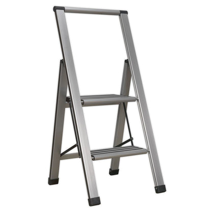 Sealey APSL2 Aluminium Professional Folding Step Ladder 2-Step 150kg Capacity Sealey