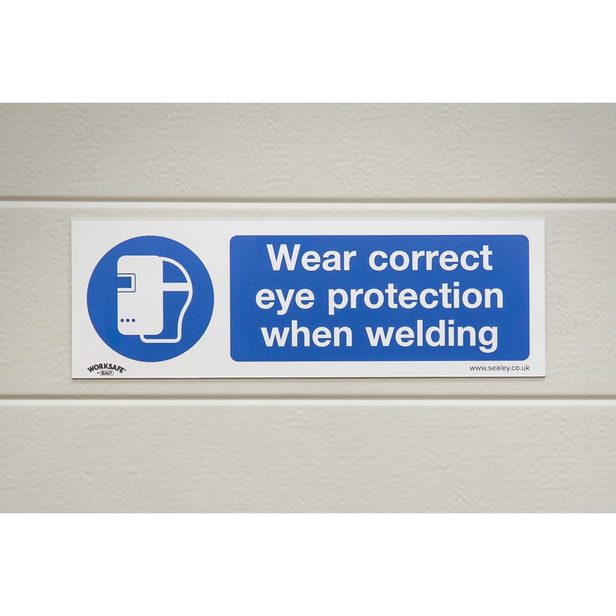Sealey SS54V1 Mandatory Safety Sign - Wear Eye Protection When Welding - Self-Adhesive Vinyl Sealey