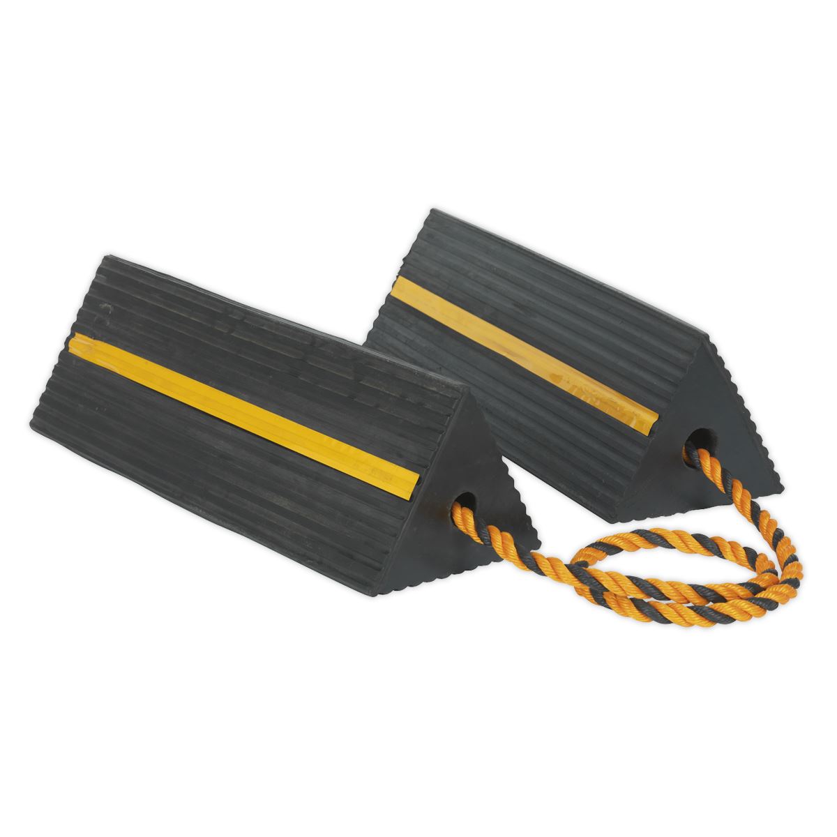 Sealey WC11 Heavy-Duty Rubber Wheel Chocks - Pair Sealey