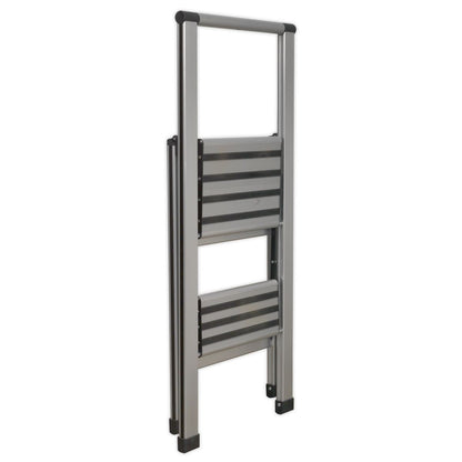 Sealey APSL2 Aluminium Professional Folding Step Ladder 2-Step 150kg Capacity Sealey