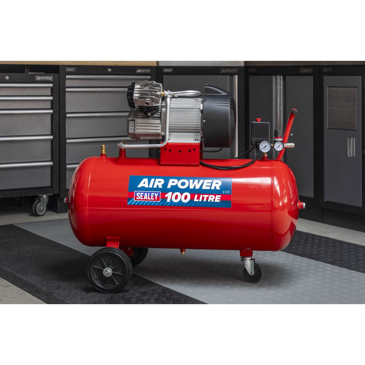Sealey SAC10030 Air Compressor 100L V-Twin Direct Drive 3hp Sealey