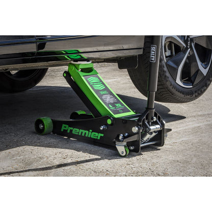Sealey 4040AG Premier Low Profile Trolley Jack with Rocket Lift 4 Tonne - Green Sealey