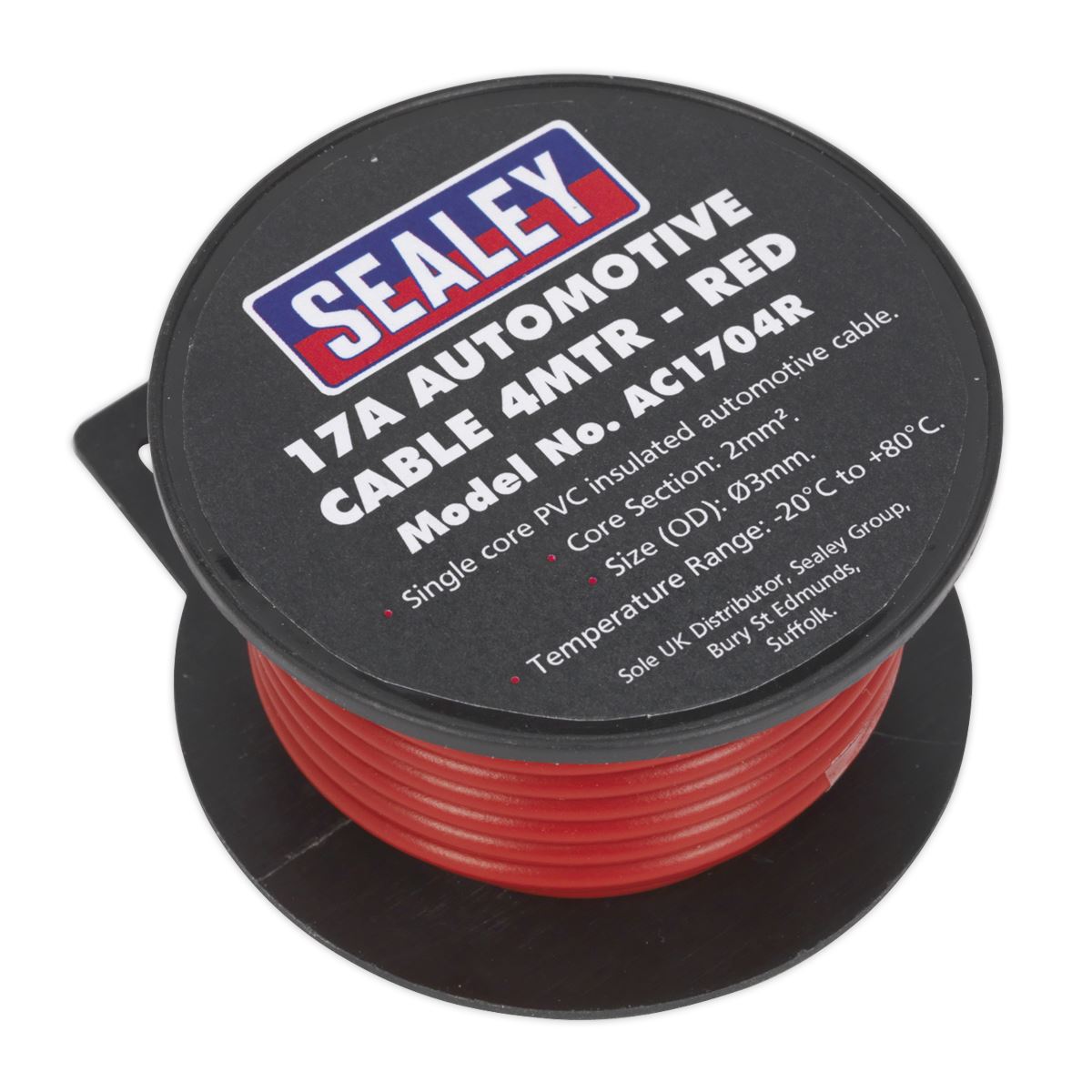 Sealey AC1704R Automotive Cable Thick Wall 17A 4m Red Sealey