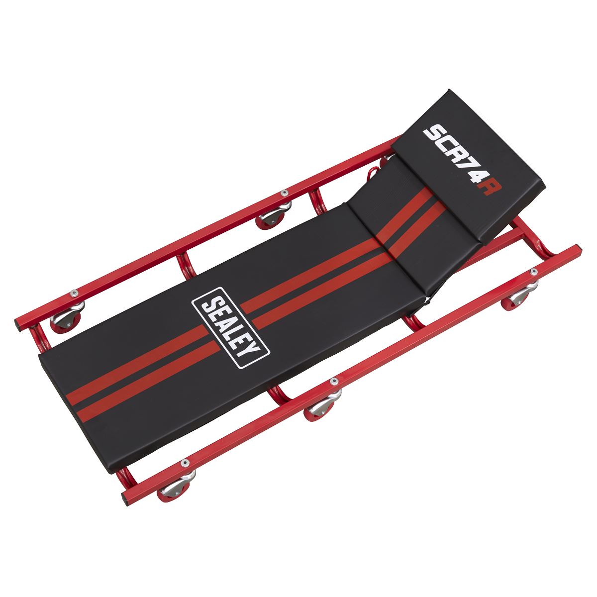 Sealey SCR74 American-Style Deluxe Creeper with Steel Frame 6 Wheels & Adjustable Headrest 40" Sealey