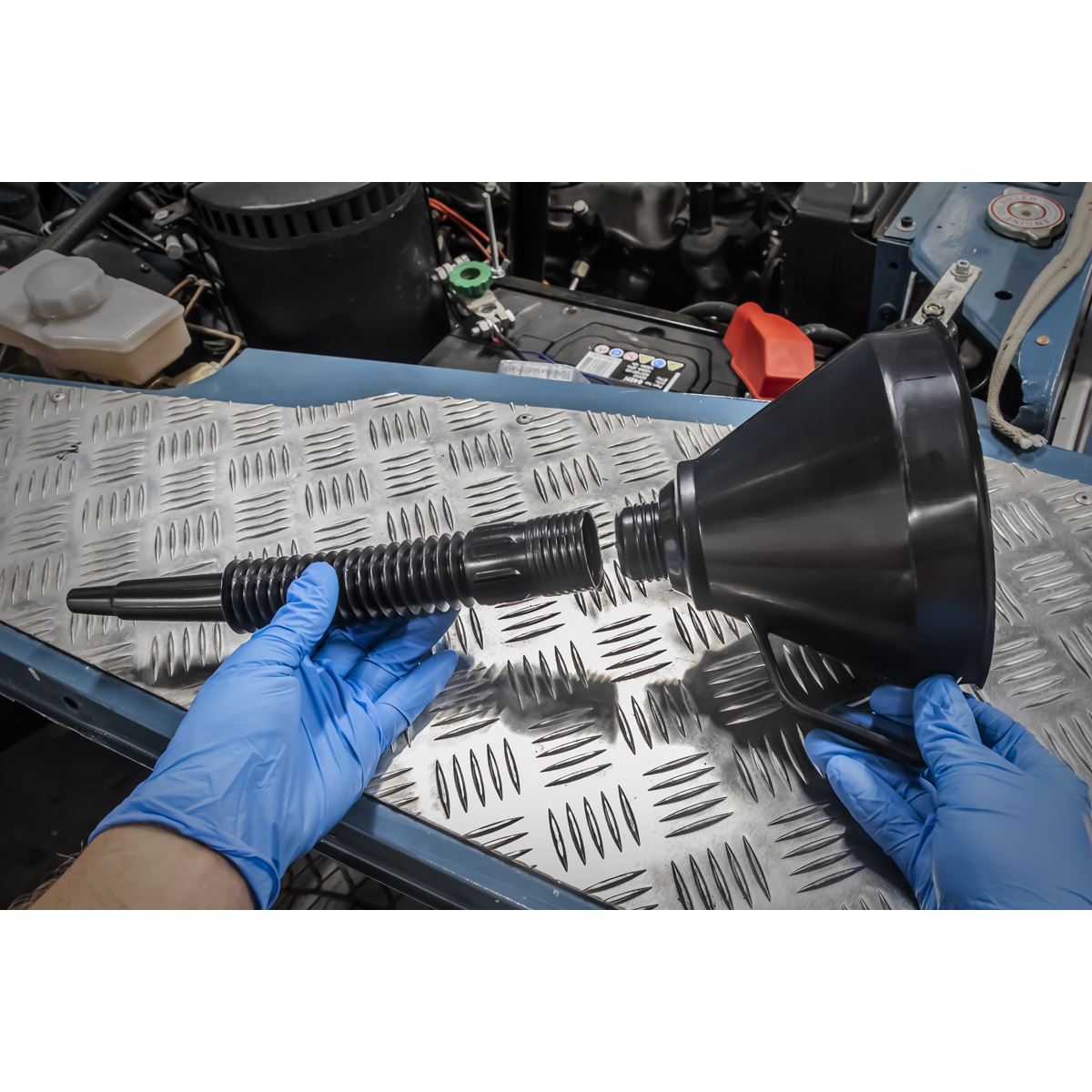 Sealey F6 Funnel with Flexible Spout & Filter Ø160mm Sealey