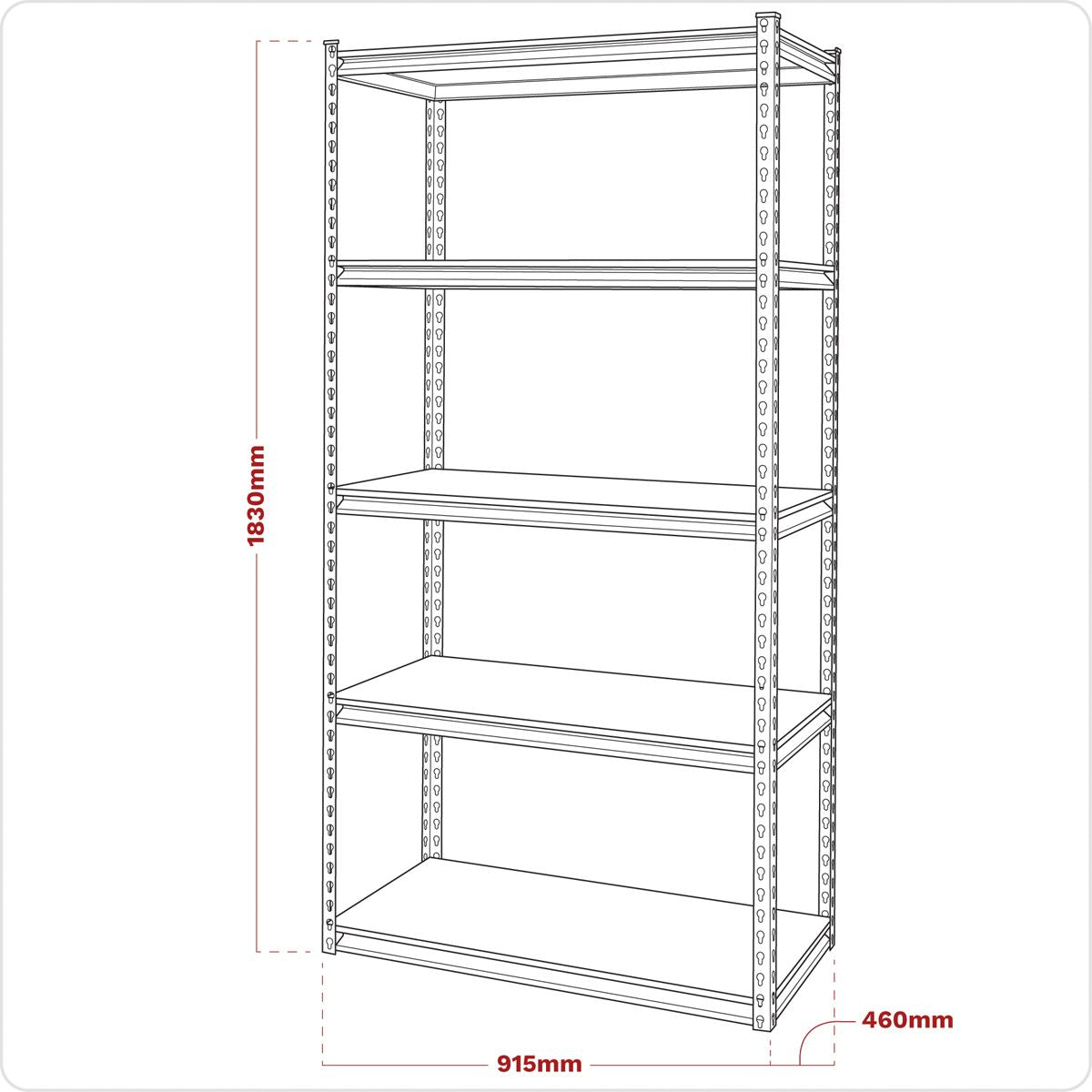 Sealey AP900R Racking Unit with 5 Shelves 340kg Capacity Per Level Sealey