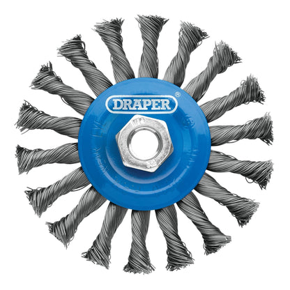 Draper 08058 Steel Twist-Knot Flat Wire Wheel Brush 115mm M14 Draper
