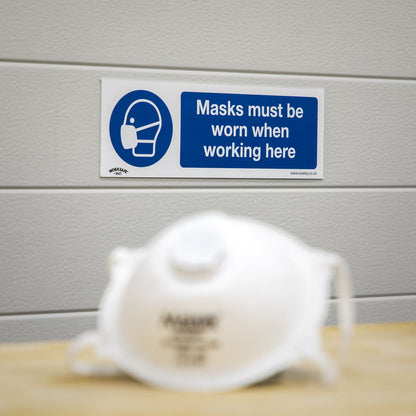 Sealey SS57P10 Mandatory Safety Sign - Masks Must Be Worn - Rigid Plastic - Pack of 10 Sealey