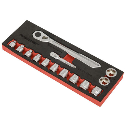 Sealey AK5785 Low Profile Socket Set 14pc 3/8"Sq Drive Metric - Premier Platinum Sealey