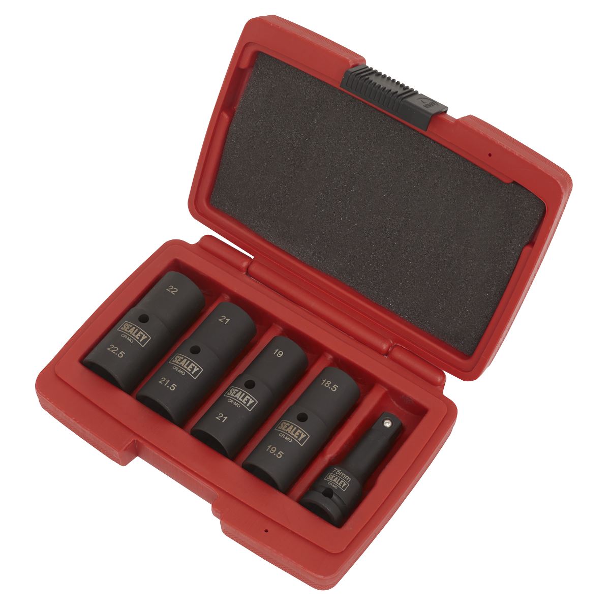 Sealey SX1820 Impact Socket Set 1/2"Sq Drive 77mm Double Ended 18.5 x 22.5mm - 5pc Sealey