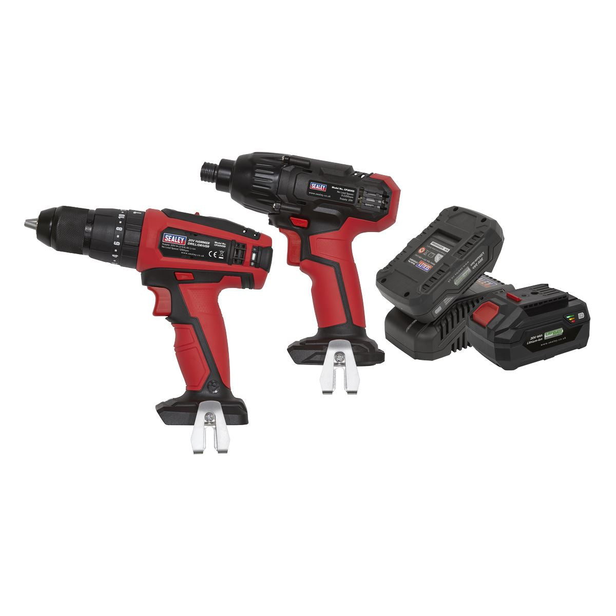 Sealey CP20VDDCOMBO 2 x 20V SV20 Series Cordless Ø13mm Combi Drill & 1/4"Hex Drive Impact Driver Combo Kit Sealey