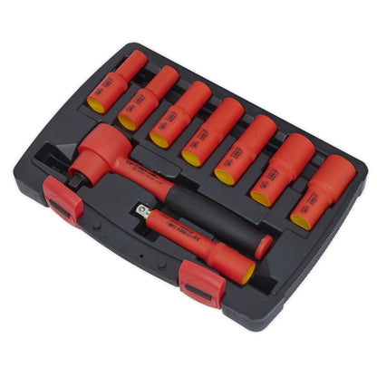 Sealey AK7942 Insulated Socket Set 9pc 3/8"Sq Drive 6pt WallDrive® VDE Approved Sealey
