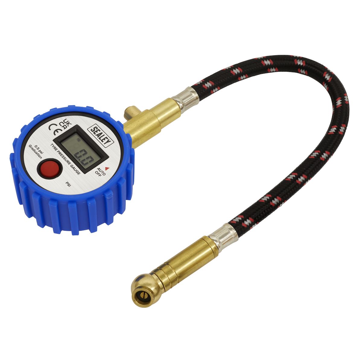 Sealey TST/PG981 Tyre Pressure Gauge Digital with Leader Hose & Quick Release 0-100psi Sealey