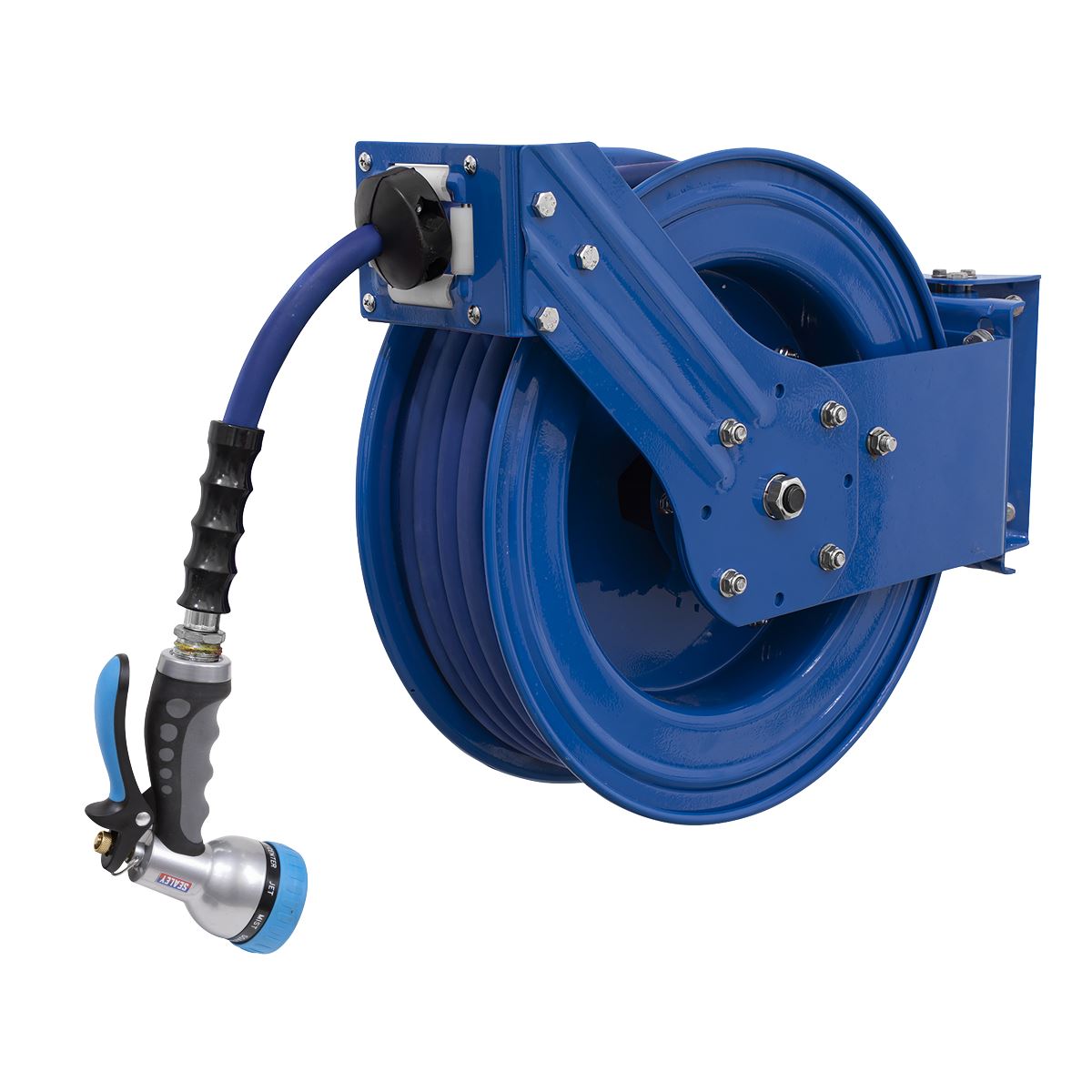 Sealey WHR1512 Heavy-Duty Retractable Water Hose Reel 15m Ø13mm ID Rubber Hose Sealey