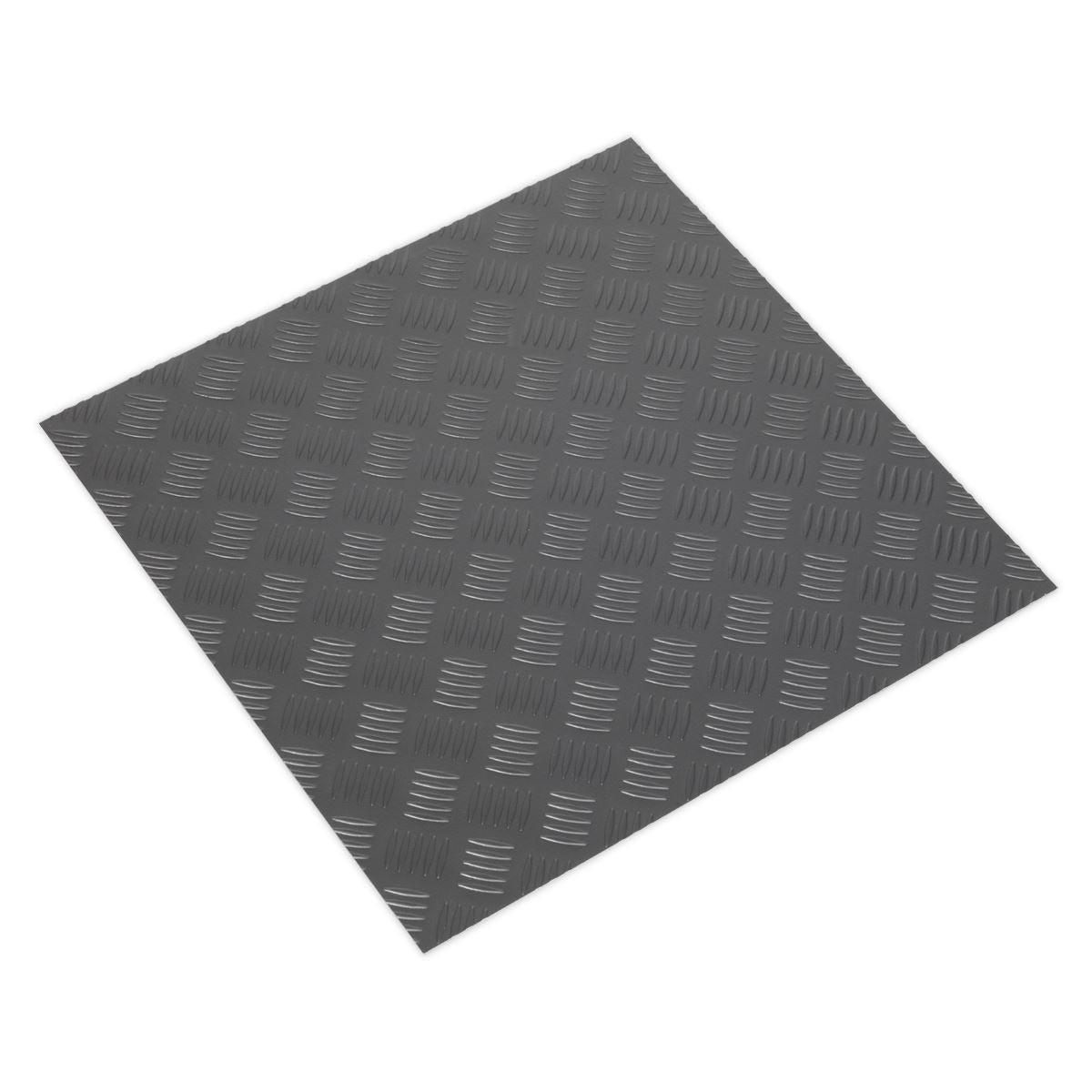 Sealey FT1S Vinyl Floor Tile with Peel & Stick Backing - Silver Treadplate Pack of 16 Sealey