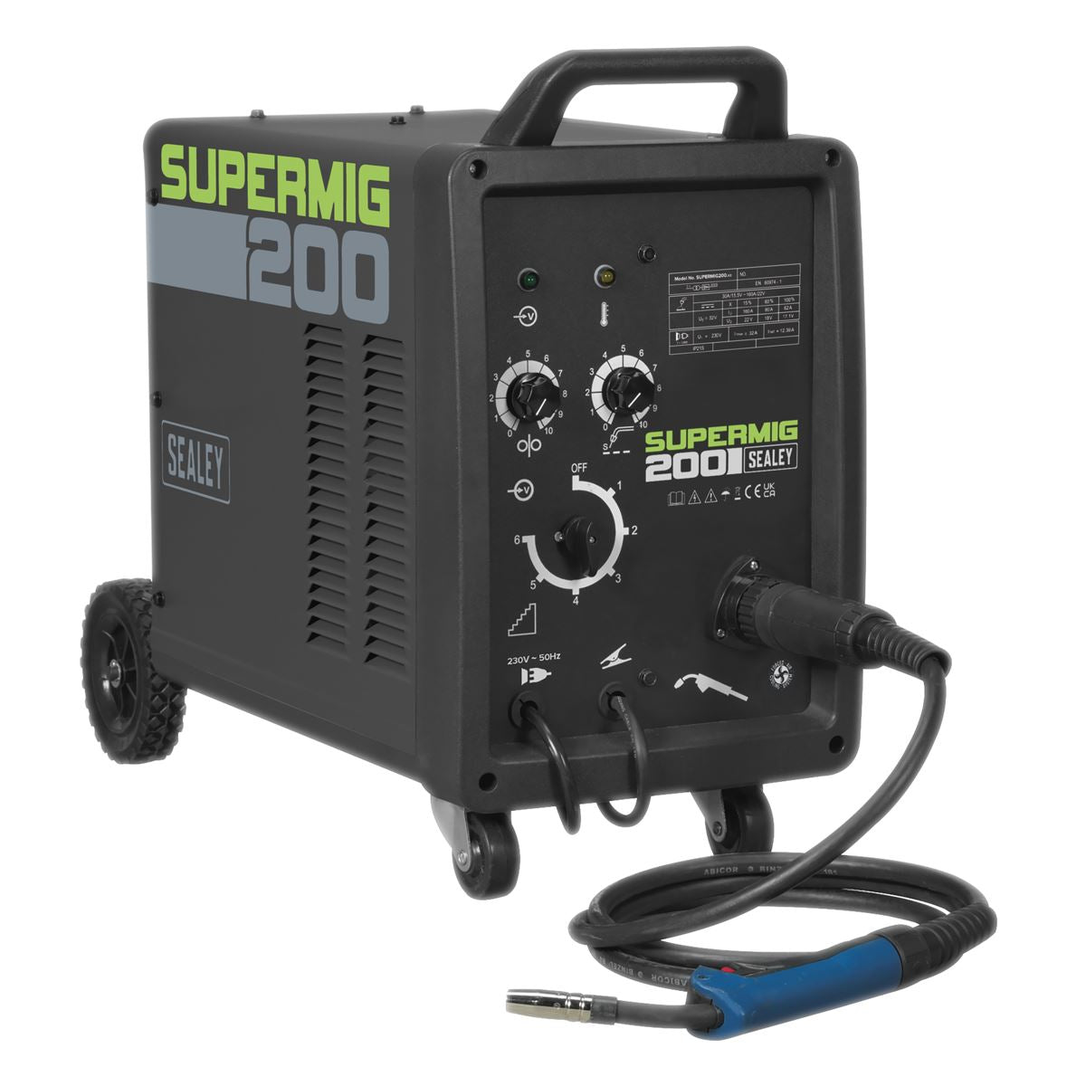 Sealey SUPERMIG200 Professional MIG Welder 200A 230V with Binzel® Euro Torch Sealey