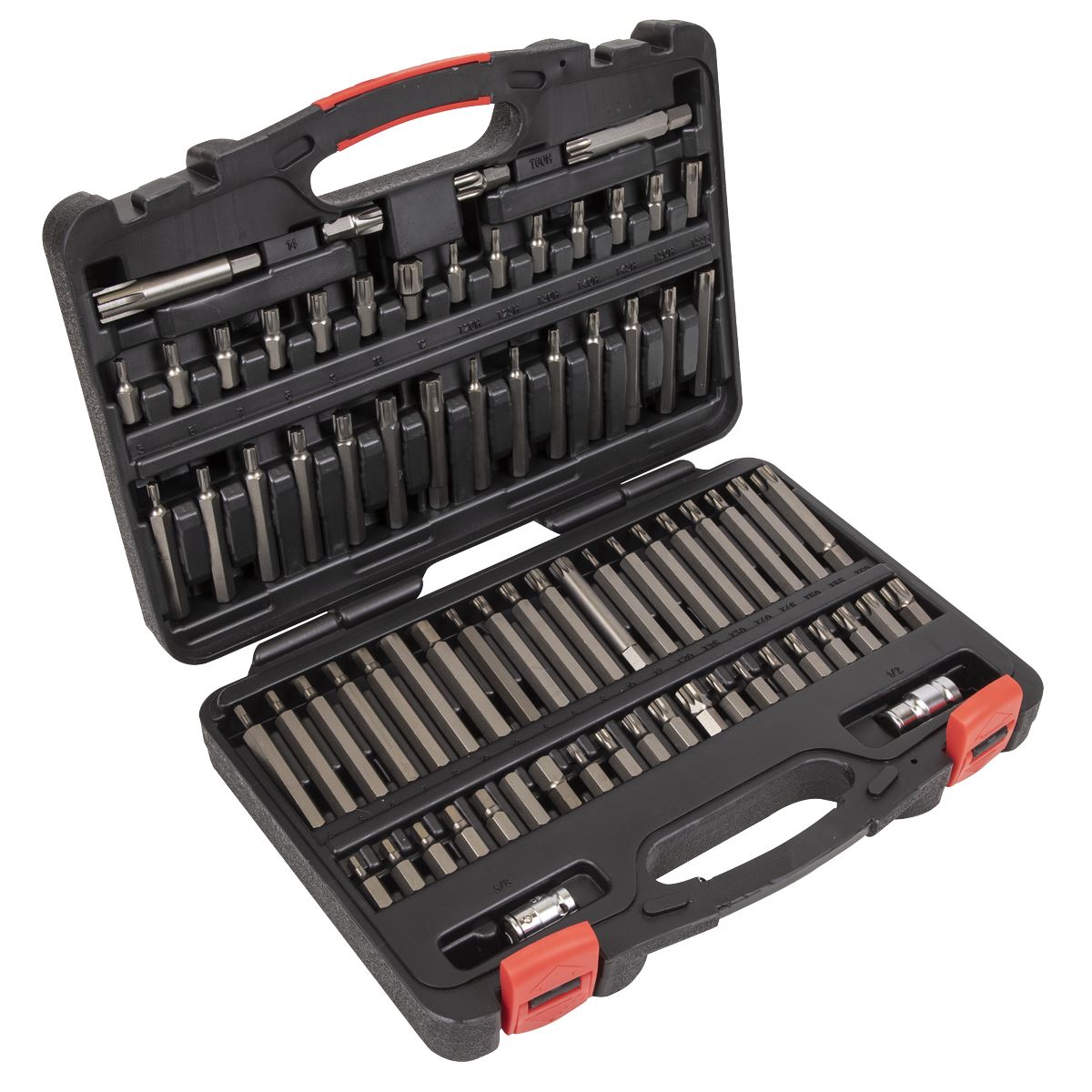 Sealey AK21974P TRX-Star*/Security TRX-Star*/Hex/Ribe/Spline Bit Set 74pc 3/8" & 1/2"Sq Drive Sealey