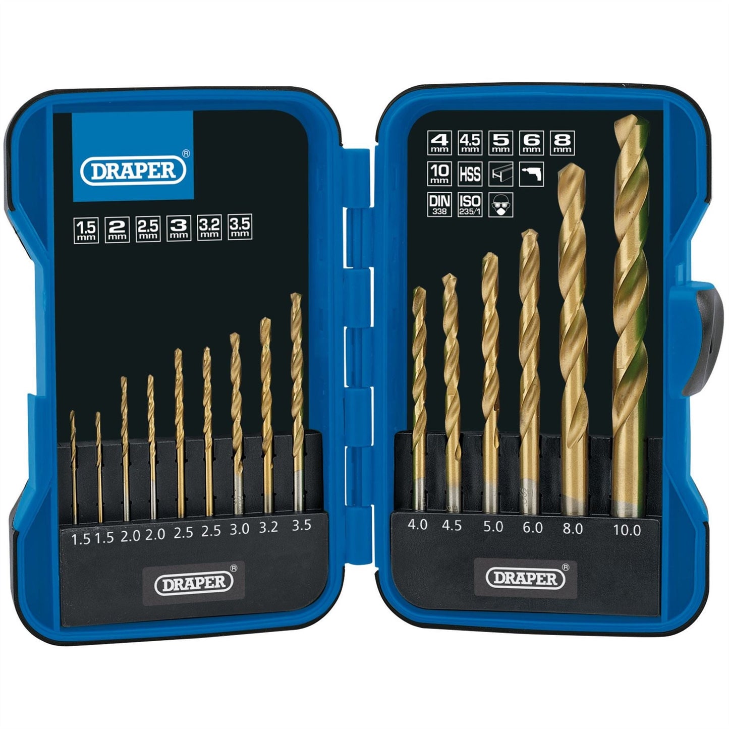 Draper 18549 HSS Titanium Nitride Coated Drill Bit Set 15 Piece Draper