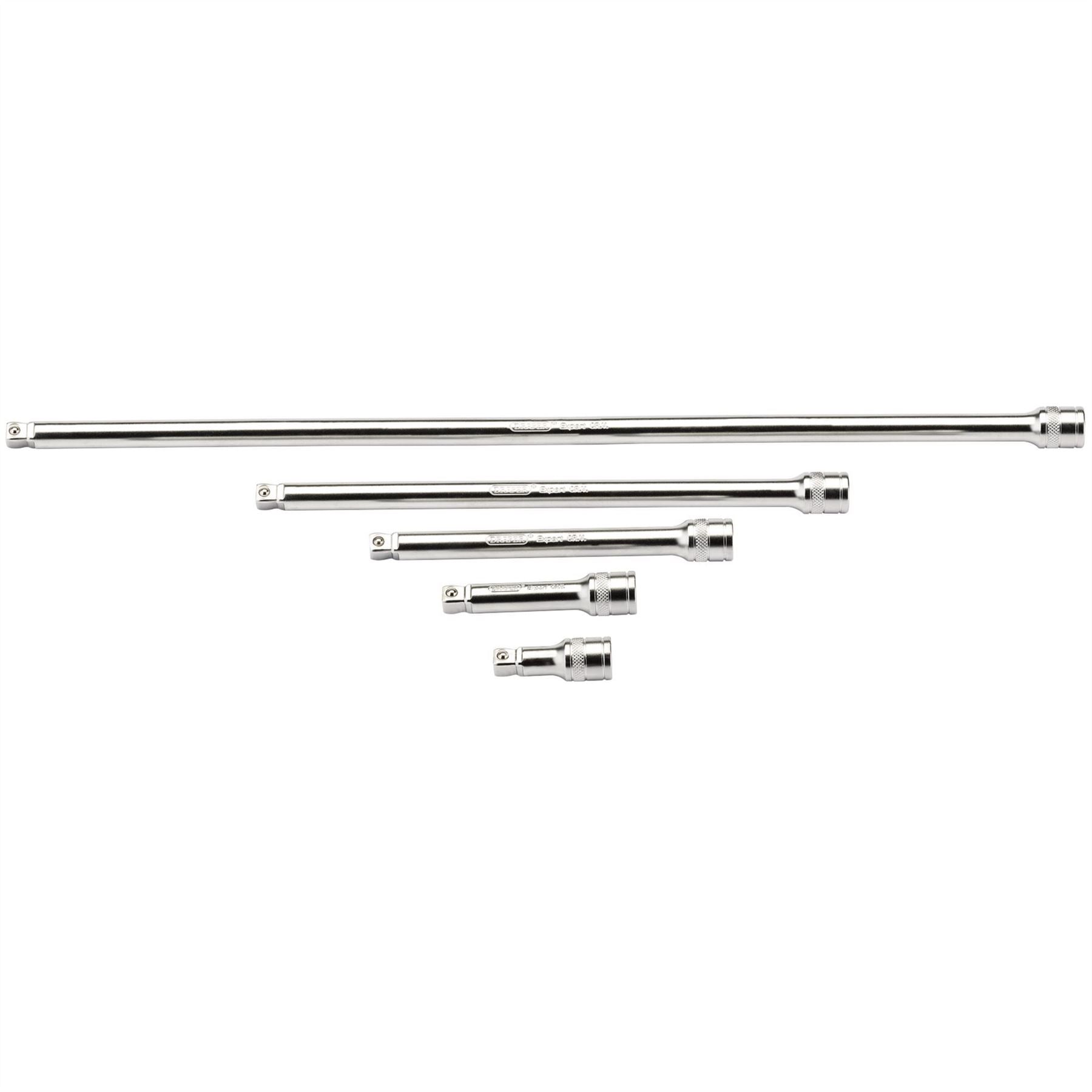 Draper 16768 Wobble Extension Bar Set 3/8" Sq. Dr. Micro Satin Chrome 5 Piece Draper