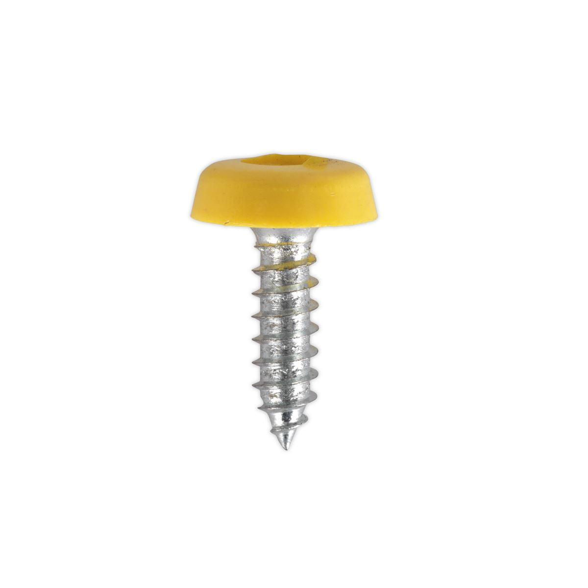 Sealey PTNP2 Numberplate Screw Plastic Enclosed Head 4.8 x 18mm Yellow Pack of 50 Sealey