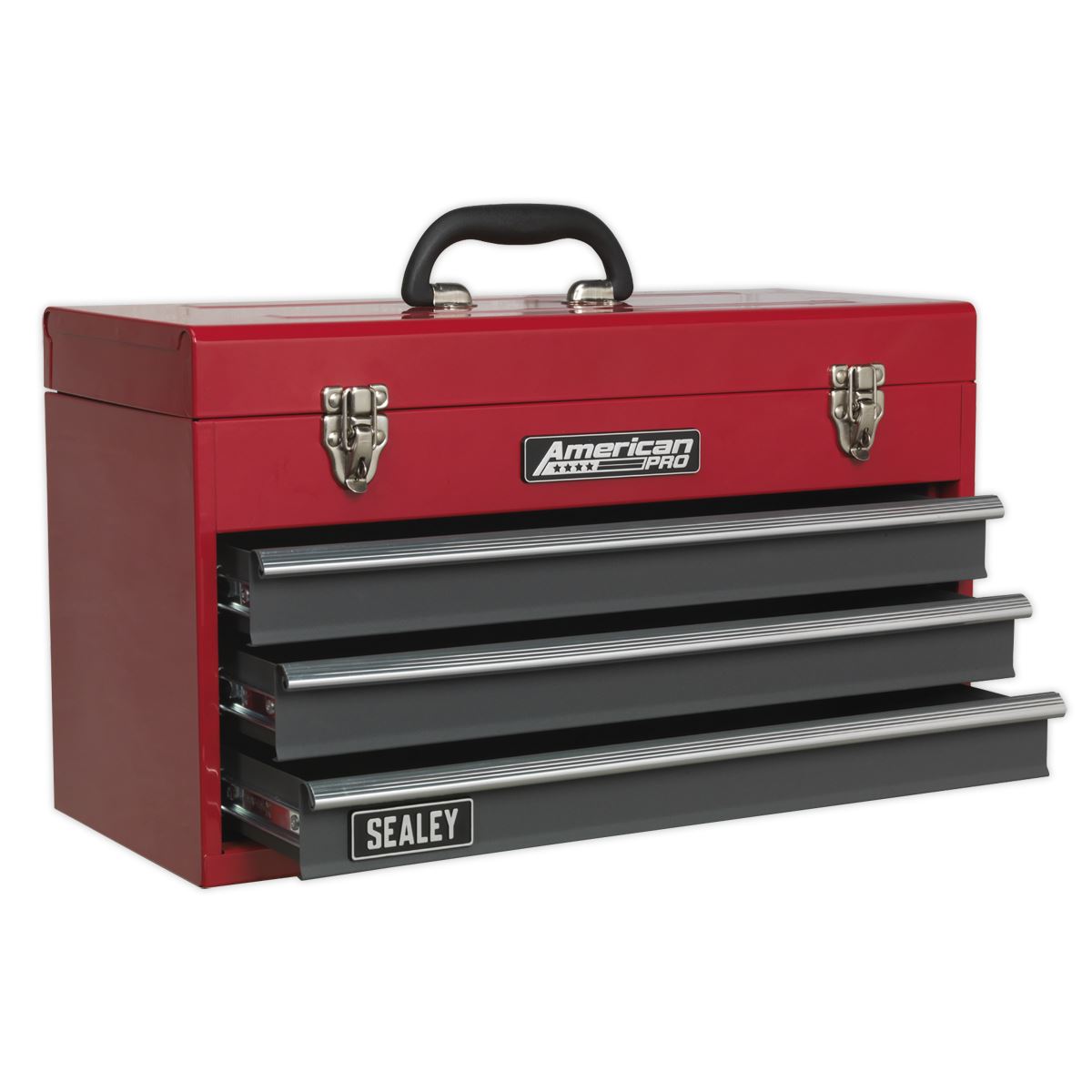 Sealey AP9243BB Tool Chest 3 Drawer Portable with Ball-Bearing Slides - Red/Grey Sealey