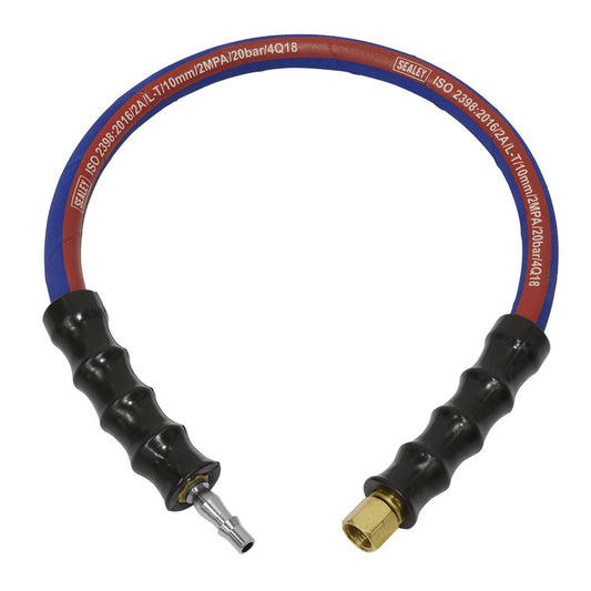 Sealey AH2R/38 Air Leader Hose 600mm x Ø10mm with Tailpiece & 1/4"BSP Union Sealey