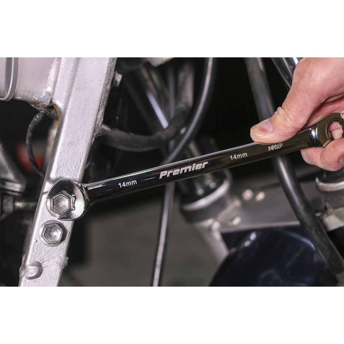 Sealey AK63914 Combination Ratchet Spanner Set 10pc Extra-Long Metric Sealey