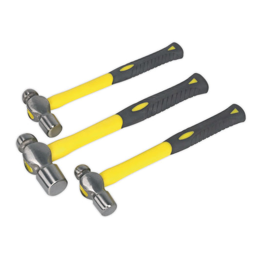 Sealey AK2031 Ball Pein Hammer Set 3pc with Fibreglass Shafts Sealey