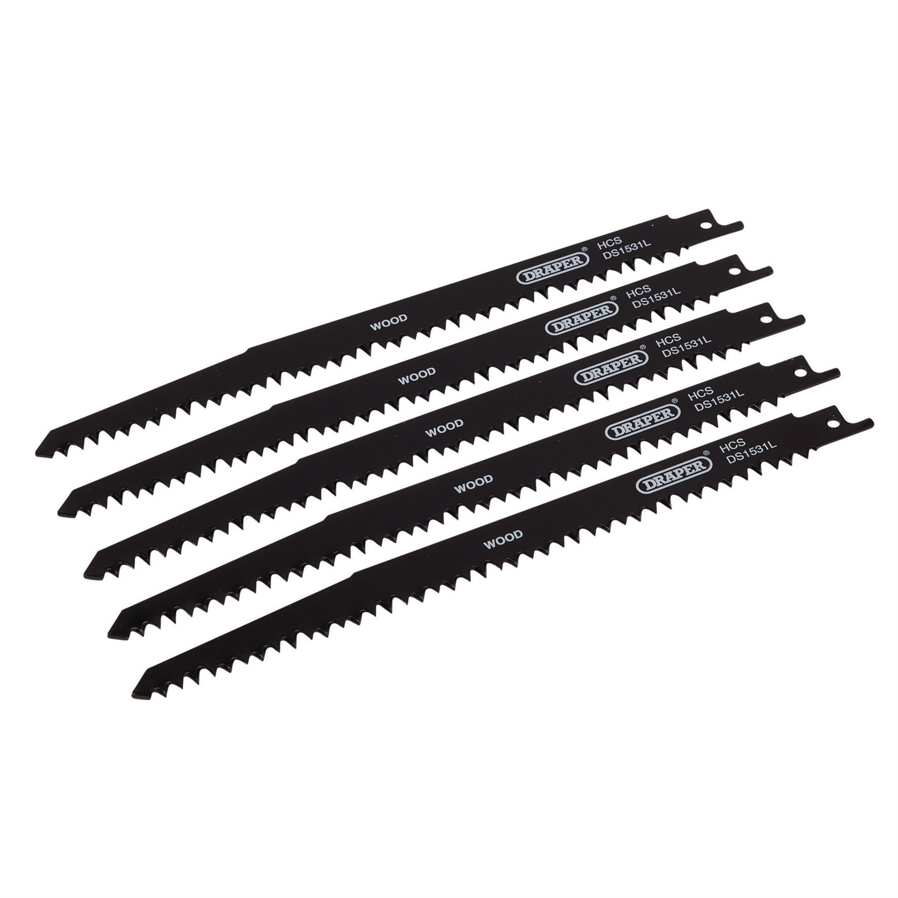 Draper 38803 Reciprocating Saw Blades for Wood Cutting 240mm 5tpi Pack of 5 Draper